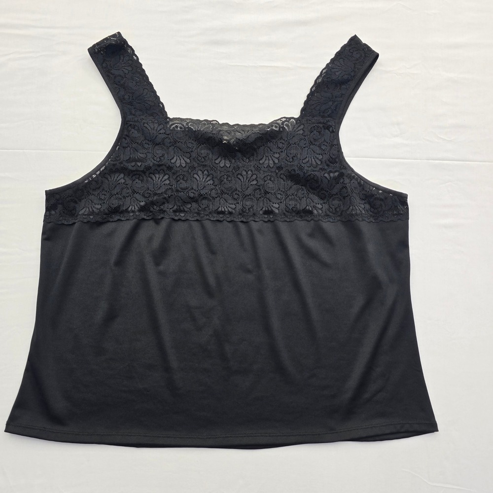 Cato XL Black Lace Trim Square Neck Sleeveless Camisole Tank Top Y2K Fairy